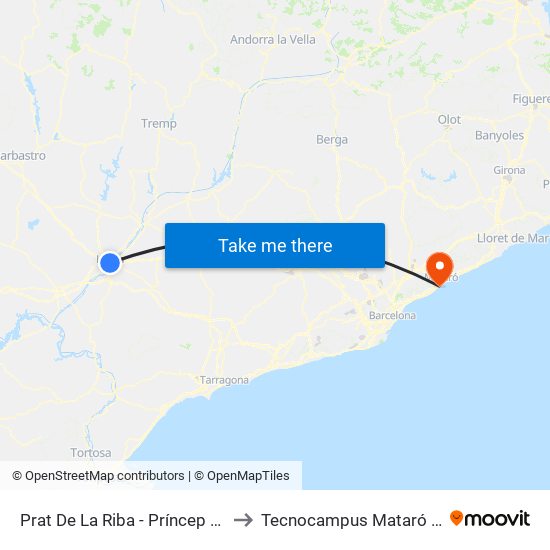 Prat De La Riba - Príncep De Viana to Tecnocampus Mataró (Tcm3) map