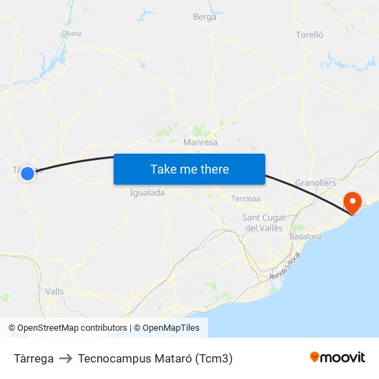 Tàrrega to Tecnocampus Mataró (Tcm3) map