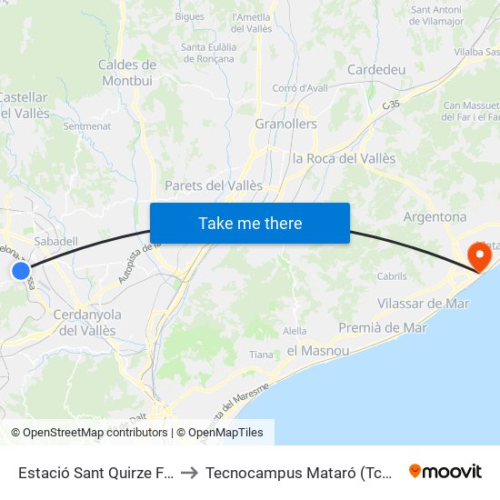 Estació Sant Quirze Fgc to Tecnocampus Mataró (Tcm3) map