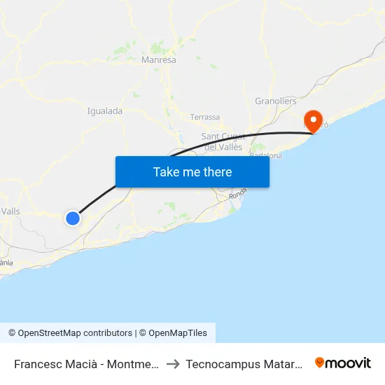 Francesc Macià - Montmell (Bisbal) to Tecnocampus Mataró (Tcm3) map
