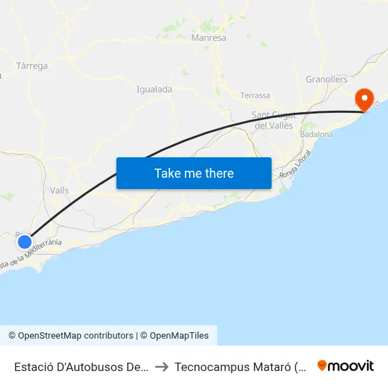 Estació D'Autobusos De Reus to Tecnocampus Mataró (Tcm3) map