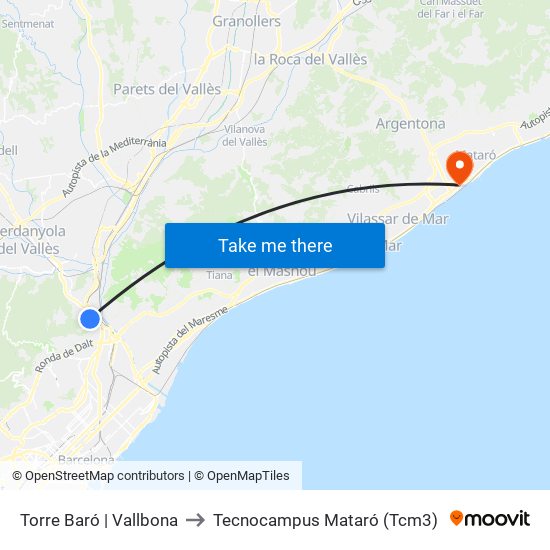 Torre Baró | Vallbona to Tecnocampus Mataró (Tcm3) map