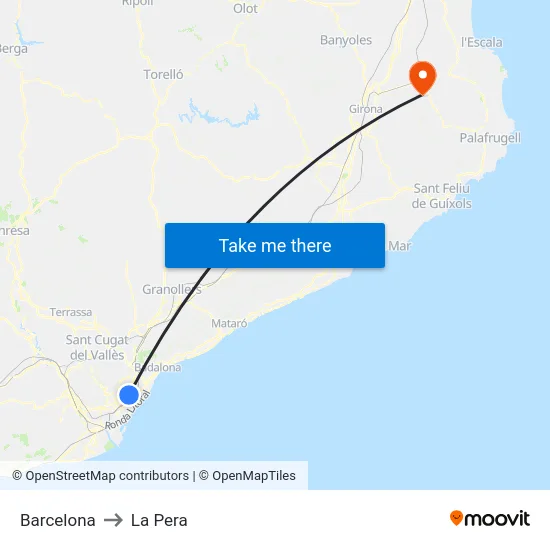 Barcelona to La Pera map