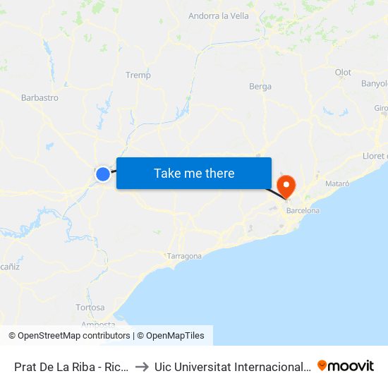 Prat De La Riba - Ricard Vinyes to Uic Universitat Internacional De Catalunya map