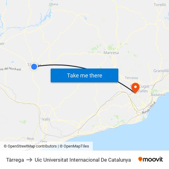 Tàrrega to Uic Universitat Internacional De Catalunya map
