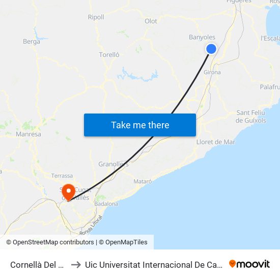 Cornellà Del Terri to Uic Universitat Internacional De Catalunya map