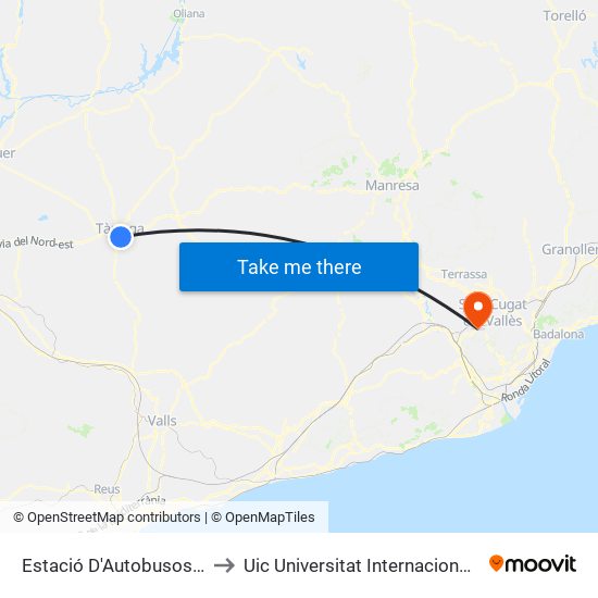 Estació D'Autobusos De Tàrrega to Uic Universitat Internacional De Catalunya map