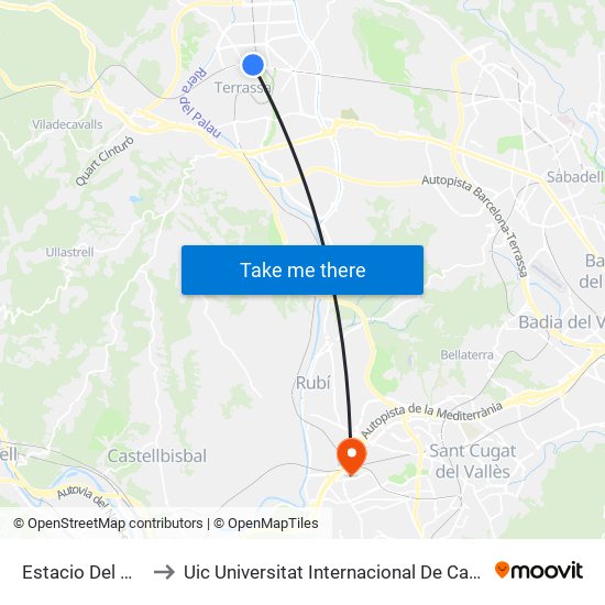 Estacio Del Nord to Uic Universitat Internacional De Catalunya map