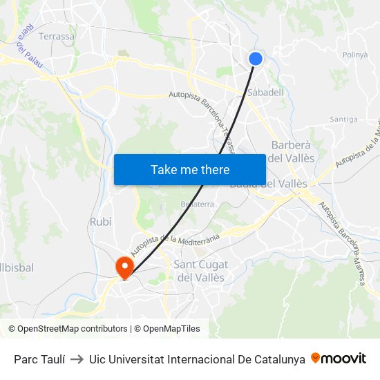 Parc Taulí to Uic Universitat Internacional De Catalunya map