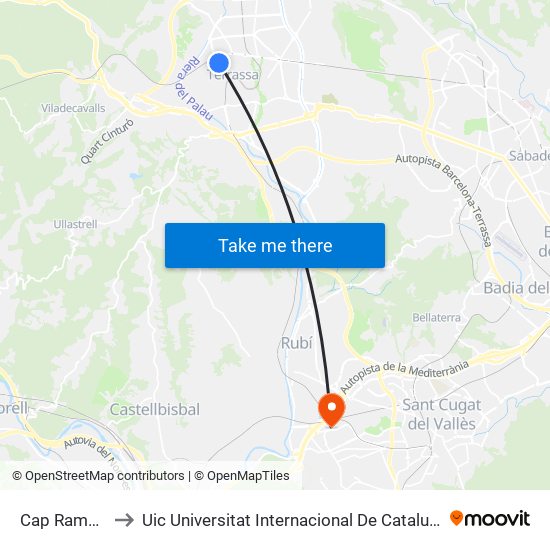 Cap Rambla to Uic Universitat Internacional De Catalunya map