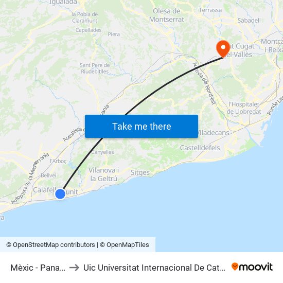 Mèxic - Panamà to Uic Universitat Internacional De Catalunya map