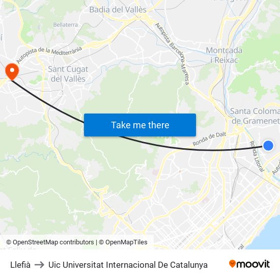 Llefià to Uic Universitat Internacional De Catalunya map