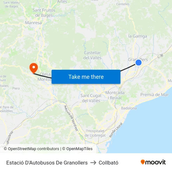 Estació D'Autobusos De Granollers to Collbató map