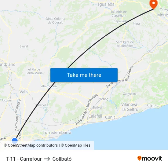 T-11 - Carrefour to Collbató map