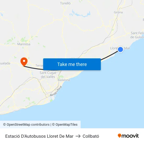 Estació D'Autobusos Lloret De Mar to Collbató map