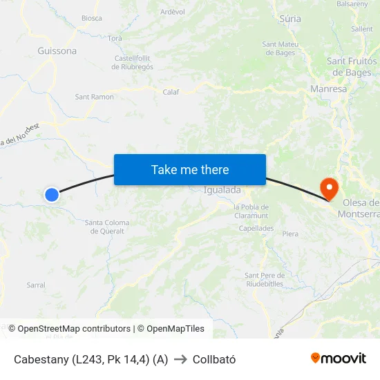 Cabestany (L243, Pk 14,4) (A) to Collbató map