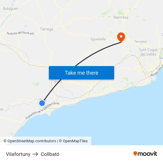 Vilafortuny to Collbató map