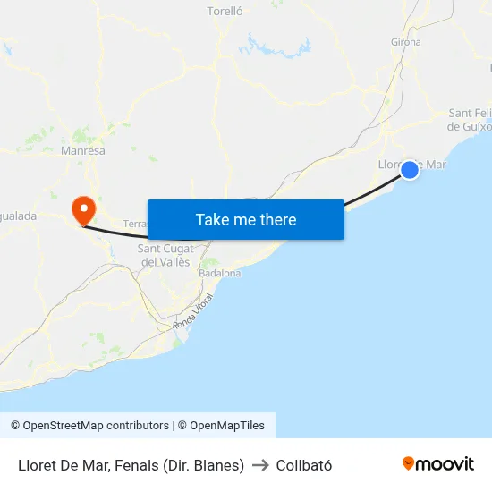 Lloret De Mar, Fenals (Dir. Blanes) to Collbató map