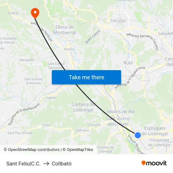 Sant Feliu|C.C. to Collbató map