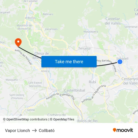 Vapor Llonch to Collbató map