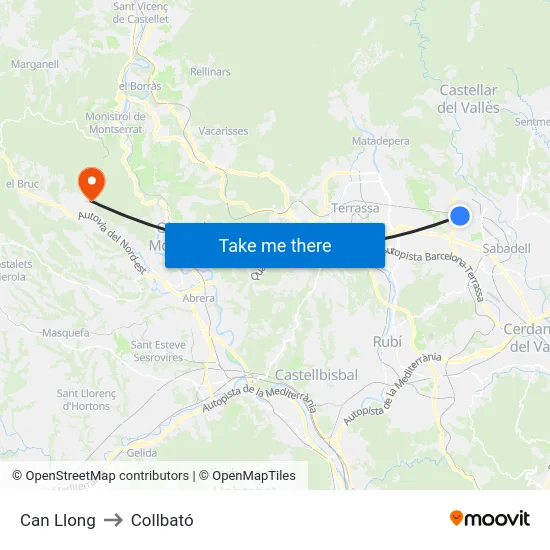 Can Llong to Collbató map