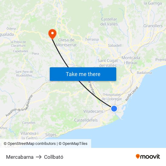 Mercabarna to Collbató map