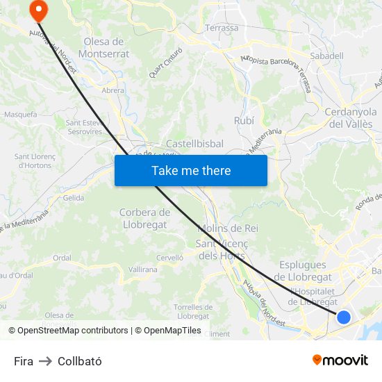 Fira to Collbató map