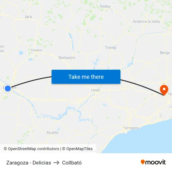 Zaragoza - Delicias to Collbató map