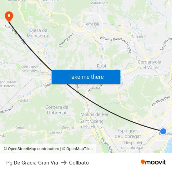 Pg De Gràcia-Gran Via to Collbató map