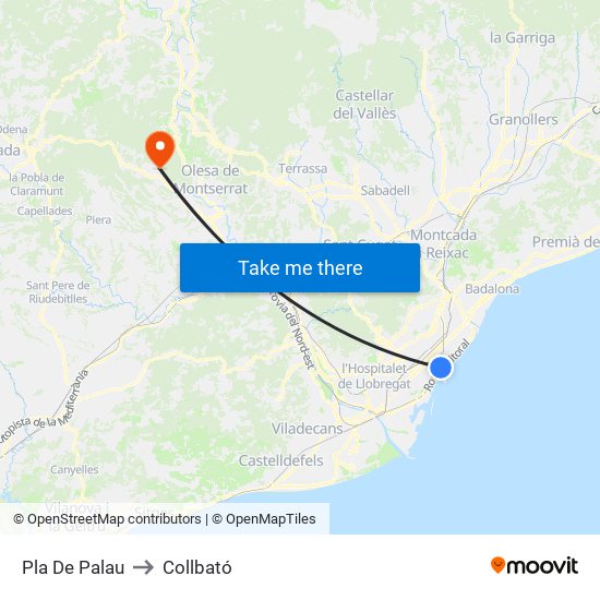 Pla De Palau to Collbató map