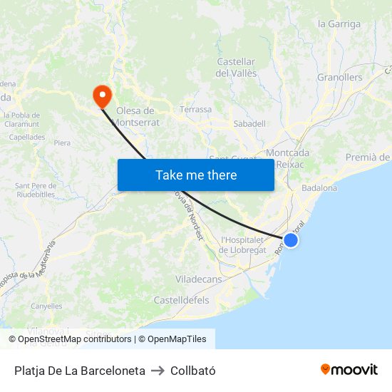 Platja De La Barceloneta to Collbató map