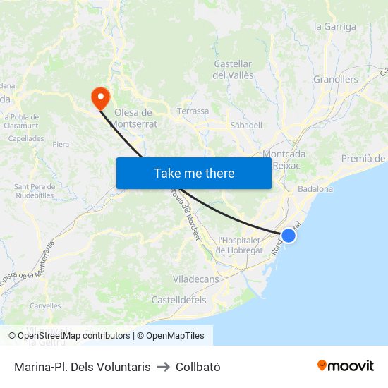 Marina-Pl. Dels Voluntaris to Collbató map