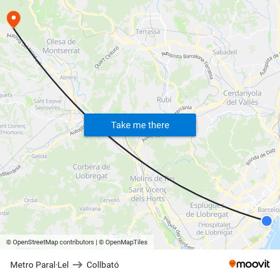 Metro Paral·Lel to Collbató map