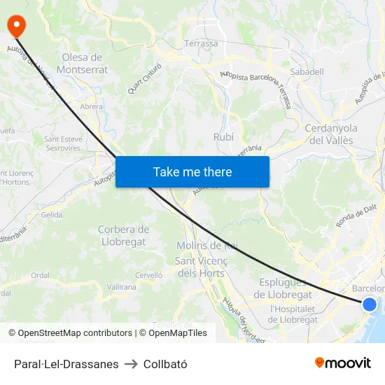 Paral·Lel-Drassanes to Collbató map