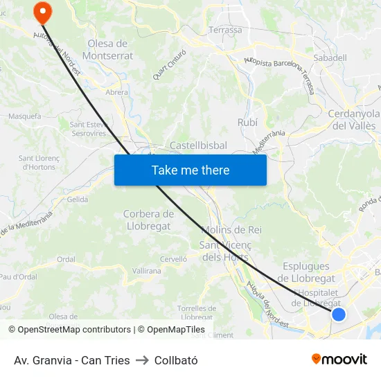 Av. Granvia - Can Tries to Collbató map