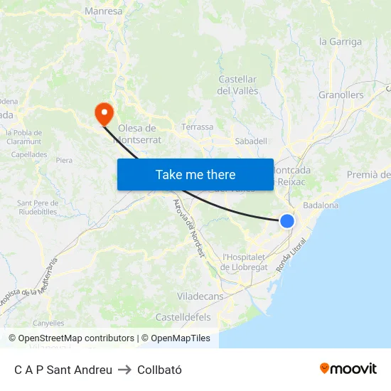 C A P Sant Andreu to Collbató map