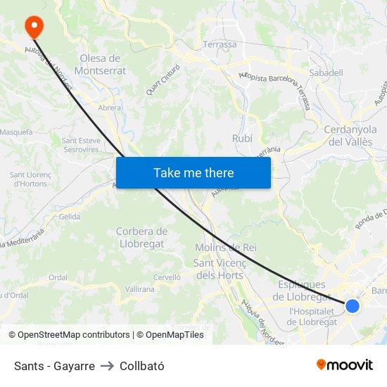 Sants - Gayarre to Collbató map