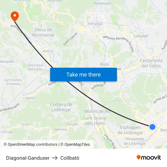 Diagonal-Ganduxer to Collbató map