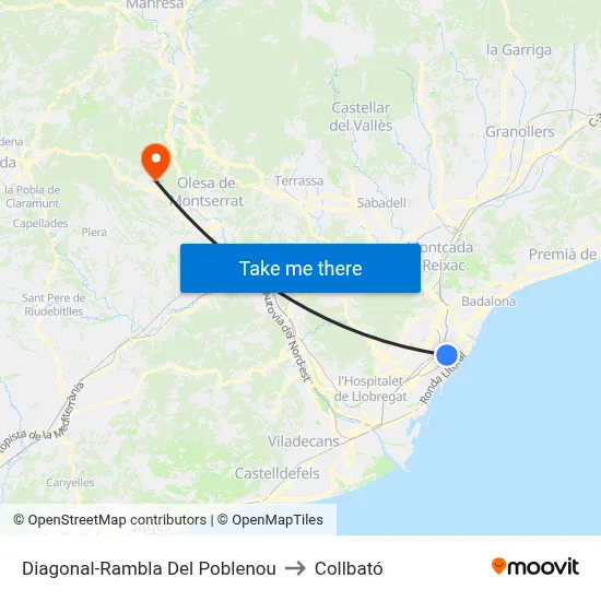 Diagonal-Rambla Del Poblenou to Collbató map