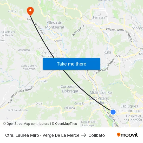 Ctra. Laureà Miró - Verge De La Mercè to Collbató map