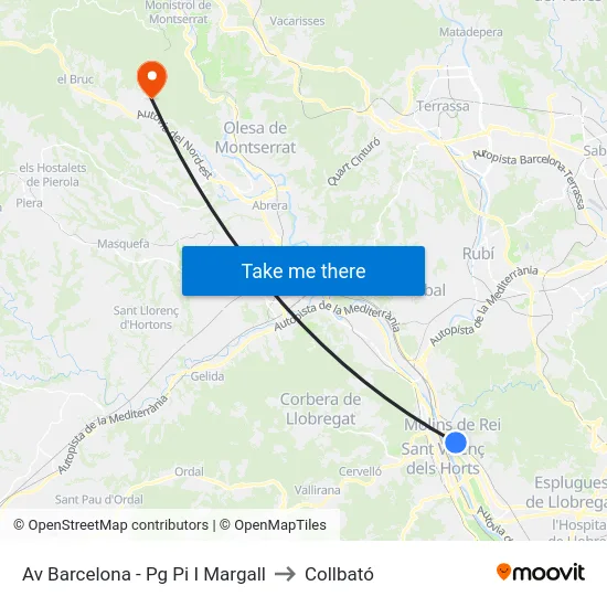 Av Barcelona - Pg Pi I Margall to Collbató map