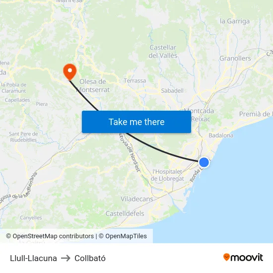 Llull-Llacuna to Collbató map