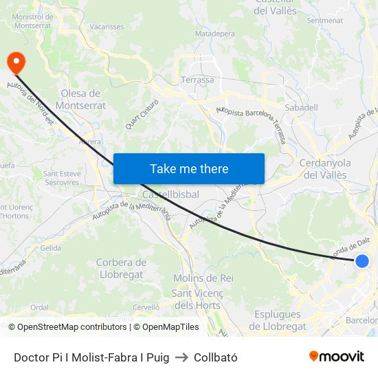 Doctor Pi I Molist-Fabra I Puig to Collbató map