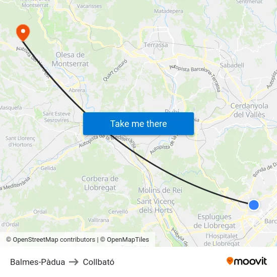 Balmes-Pàdua to Collbató map