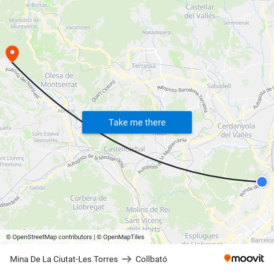 Mina De La Ciutat-Les Torres to Collbató map