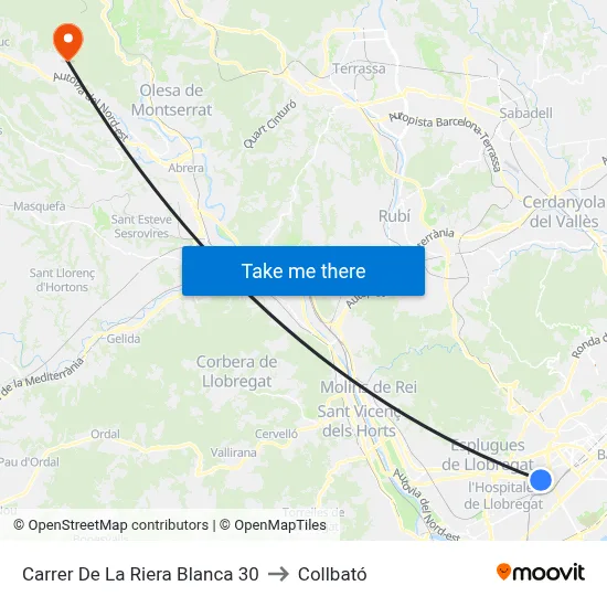 Carrer De La Riera Blanca 30 to Collbató map