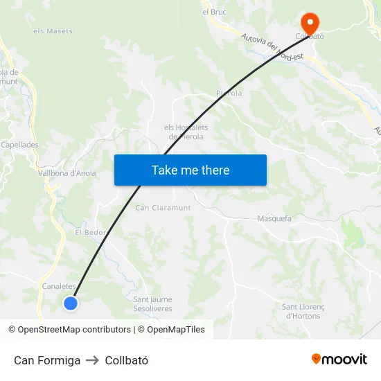 Can Formiga to Collbató map