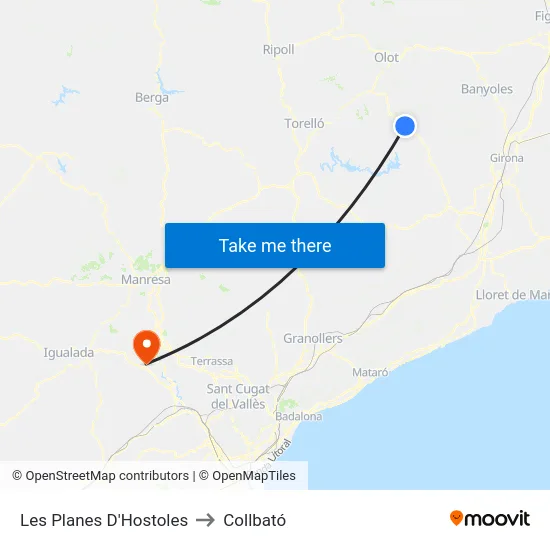 Les Planes D'Hostoles to Collbató map