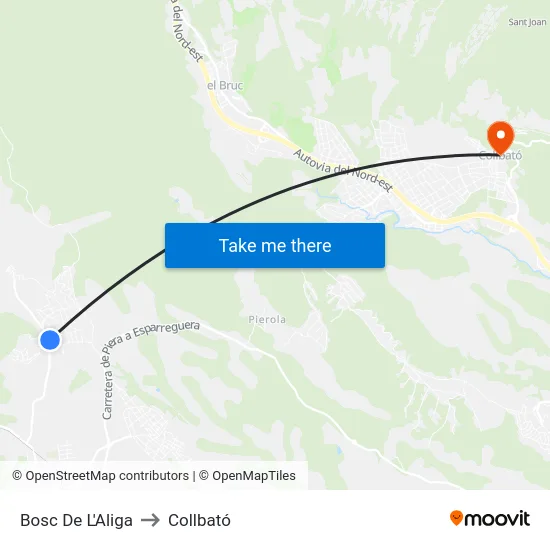 Bosc De L'Aliga to Collbató map