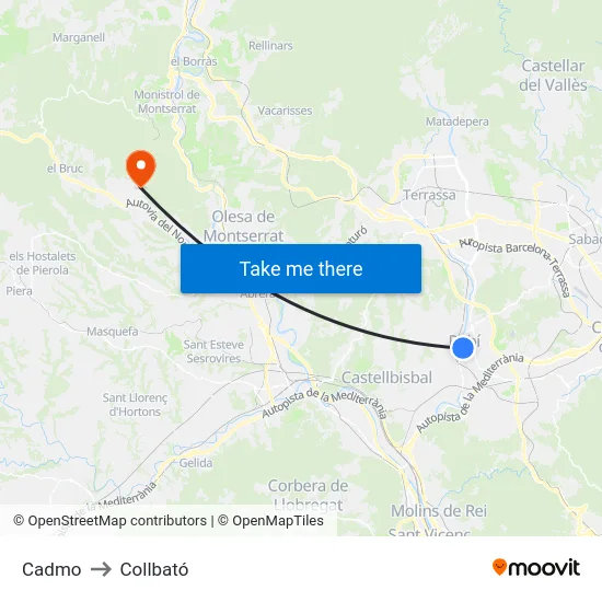 Cadmo to Collbató map